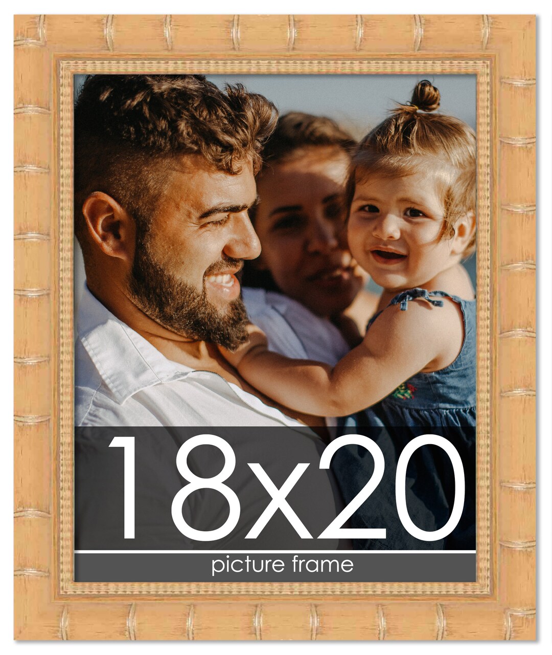 18x20 Natural Modern Bamboo Picture Frame - UV Acrylic, Foam Board Backing, Hanging Hardware